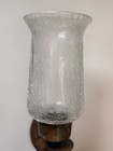 Vtg Bronze brass Finish Hurricane Wall Candle Sconces Crackle Glass
