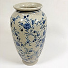 Vintage Blue And White Floral Pattern Porcelain Vase Asian Chinese Style Decor