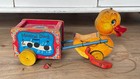 Vintage 1952 Fisher Price Musical Duck No  795 wooden Pull Toy Works 