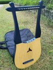 Lyre Harp 10 Strings Blue Vintage Inspired Old World  Wooden Stringed Instrument