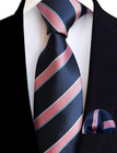 Men s Striped Tie Handkerchief Woven Classic Formal Necktie And Pocket Square Se