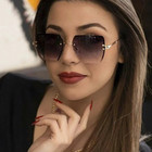 Vintage Rimless Square Sunglasses Uv400 Metal Frame Gradient Shades Unisex