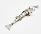 Vintage Sterling Silver Articulated Fish Pin   Brooch 20th Century