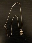 Silver Tone Skull Necklace Gothic Occult Biker Punk Halloween