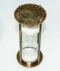  antique Vintage Maritime Brass 6  Sand Timer - Nautical Hourglass With White