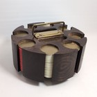 Solid Wood Poker Chip Card Caddy Spinning Carousel Mcm Walnut 12 Slot Vintage