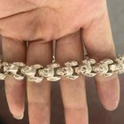 Old Chinese Antique Tibet Collect Hand-carved Skull Lucky Bracelet Men Jewelry