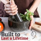 Heavy Duty Large Mortar And Pestle Set 100  Granite  Non Slip 2 Cup  Black