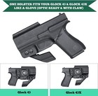 Iwb Kydex Holster Optic Cut claw Fit glock 43 glock 43x  glock 43x Mos Righthand
