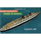 Queen Elizabeth Cruise Ship 1963 Boat Passenger List Rms Cunard Line Nassau Vtg 