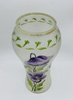 Tall Antique Art Nouveau French Legras Acid Etched Glass Vase  With Enamel