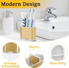Toothbrush And Toothpaste Holder With Divider For Bathroom Countertop Organizer