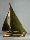 Vtg Mcm Brass Gold Sail Boat Ship Nautical Ocean 5  Inch Free Shipping Usa 