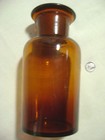 Antique French Amber Blown Seeded Glass Wide Mouth 500ml  Apothecary Bottle