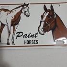 Horse License Plate Paint Horses Brown White Decorative Plate