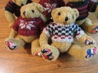 Vintage Lot Of 5 Stuffy Teddy Bears In Winter Sweaters