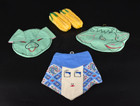 Vtg Hand Crocheted Embroidered Pot Holders Hot Pads Cow Pig Corn Face Set Of 5