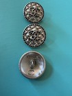 3 Chanel Quilted Silver   Black Buttons 18mm Stamped Back Braided Edge Cc Logo