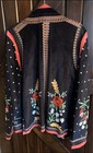 Vintage Velvet Floral Print Jacket - Boho Chic Style Sz M Medium