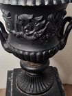 Antique vintage Cast Iron Planter Urn W  Pedestal Garden 27  Tall Neoclassical 
