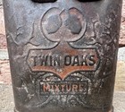 Antique Twin Oaks Mixture Tobacco Embossed Pocket Tin Rolled Hinged Top 