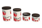 Vintage Clarkware Apple Canister Set Flour Sugar Tea Coffee 4 Pc Metal Kitchen