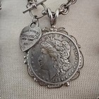 Vintage Tiffany   Co  Sterling Silver Morgan Dollar Coin Charm Necklace
