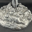 Vtg Arthur Court Aluminum Bunny Rabbit Candelabra 16    3 Light Candle Holder Rose