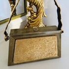 Vtg 50s Gold Metallic Brocade Handbag Purse Evening Bag Metal Frame 7 5    X 6 5   