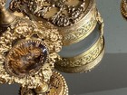 Vintage Baroque Rococo Brass Gold Tray Mirror Vanity Set Perfume Bottle Heavy