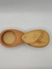 Vintage Handmade Wooden Trinket Jewelry Box Swivel Top Wood Burned painted  1991