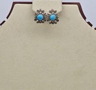 Vintage Southwestern Sterling Silver Turquoise Pierced Earrings 