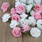 Kesoto 50pcs Mini Pink And White Roses Artificial Flowers Bulk  1 6  Small 