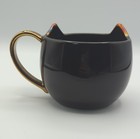 Pinky Up Black Cat Mug With Gold - Paws   Reflect - 3  Tall 4  Dia   Ceramic