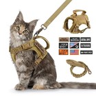 Tactical Cat Harness Leash Set Adjustable Vest W  Patches Handle For Large Cats