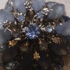 Blue Crystal Rhinestone  Brooch Pin Silver Tone Prong Set Round Stones