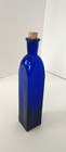 Vintage Cobalt Blue Rectangular Glass Bottle Cork Potion Medicine Apothecary