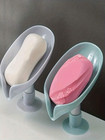 Leaf Shape Soap Dish With Drain - Suction Holder For Bathroom Organization