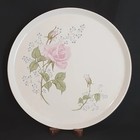Vtg Tea Rose 11 25  Porcelain Cake Plate Jay Import Co Pink Rose Gold Trim Euc