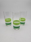 3 Georges Briard Signed Highball Cabana Green Stripe Glasses Mcm Bar Ice Tea Vtg