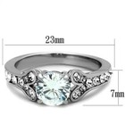 Engagement Ring 7mm Round Cz With Accents  Stainless Steel Wedding Ring - Size 5