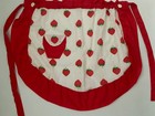 Handmade Half Apron W  Pocket Strawberry  Vintage Farmhouse