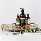 Vintage Octagon Mirror Glass Tray Bedroom Vanity Dresser Cosmetic Perfume Holder