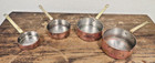 Vintage Set Of 4 Rustic Copper Measuring Nesting Cups W  Brass Handles - Korea