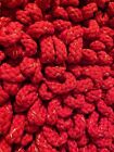 Vtg Macrame Crochet Handmade Christmas Tree Wall Hanging Large Red And Gold Boho