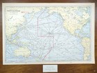 Vintage 1903 Pacific Ocean Map 22 x14    Old Antique Original Fiji Hawaii Tahiti