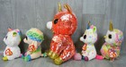Lot Of 5 Plush Big Eyed Glitter Ty Beanie Boos W tags Mixed Sizes 7 -11 