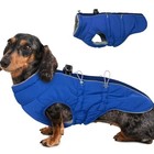 Dog Coat - Warm Zip Up Snowsuit Dog Harness Vest  Reflective  Medium Royal-blue