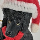 French Poodle Black Santa Hat Christmas Ornament Black Dog Red Bow Lion Cut