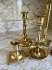 Vintage Mid Century Solid Brass Candle Holder 7pc Mixed Set Wedding 3   -9    Size